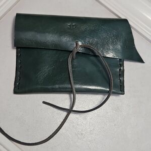 Handcrafted Dark Green Leather Pouch